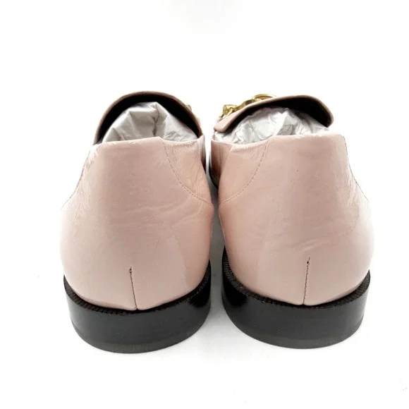 Tory Burch Jessa Loafer Pink Brick Patent Leather Gold Horsehead Womens 8.5 - Picture 6 of 11